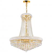 CWI LIGHTING 8001P28G - Empire 18 Light Down Chandelier With Gold Finish