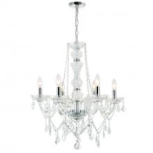 CWI LIGHTING 8023P24C-6 - Princeton 6 Light Down Chandelier With Chrome Finish