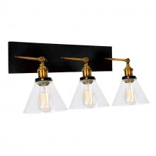 CWI LIGHTING 9735W24-3-101 - Eustis 3 Light Wall Sconce With Black & Gold Brass Finish