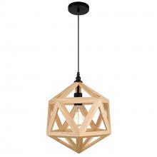 CWI LIGHTING 9945P13-1-101 - Lante 1 Light Pendant With Black & Wood Finish