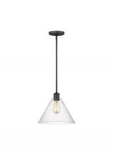 Generation Lighting 6227801-112 - Belton transitional 1-light indoor dimmable ceiling hanging single pendant light in midnight black f