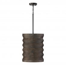 Capital 354011EB - 1-Light Pendant in Matte Black and Handcrafted Mango Wood in Espresso Stain