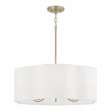 Capital 356461MA - 6-Light Pendant in Matte Brass with White Fabric Shade