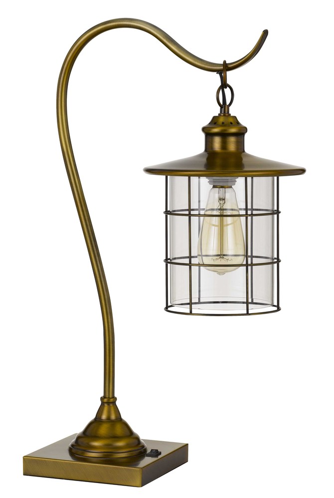 25" Height Metal Desk Lamp in Rubbed Antique Brass Finish