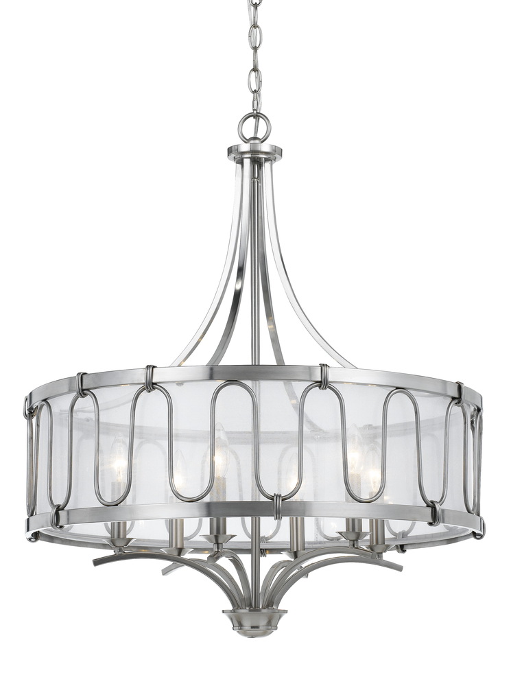 60W X 6 Vincenzametal Chandelier with Transparent Fabric Shade