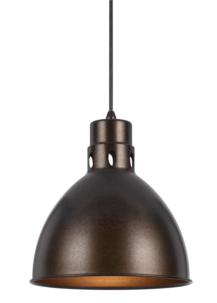 10.75" Tall Metal Pendant in Dark Bronze