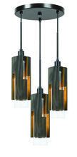 CAL Lighting FX-3641-3 - 60W X 3 Reggio Wood Pendant Glass Fixture (Edison Bulbs Not Included)