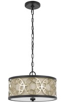 CAL Lighting FX-3661-2 - 14.5" Height 2 in 1 Metal Pendant Chandelier in Black with Antique Brass Accents