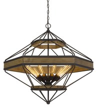 CAL Lighting FX-3702-9 - Alicante 60W X 9 Pine Wood/Metal Chandelier  (Edison Bulbs Not included)