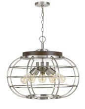 CAL Lighting FX-3719-5 - 21.75" Height Metal Chandelier in Brushed Steel Wood Finish