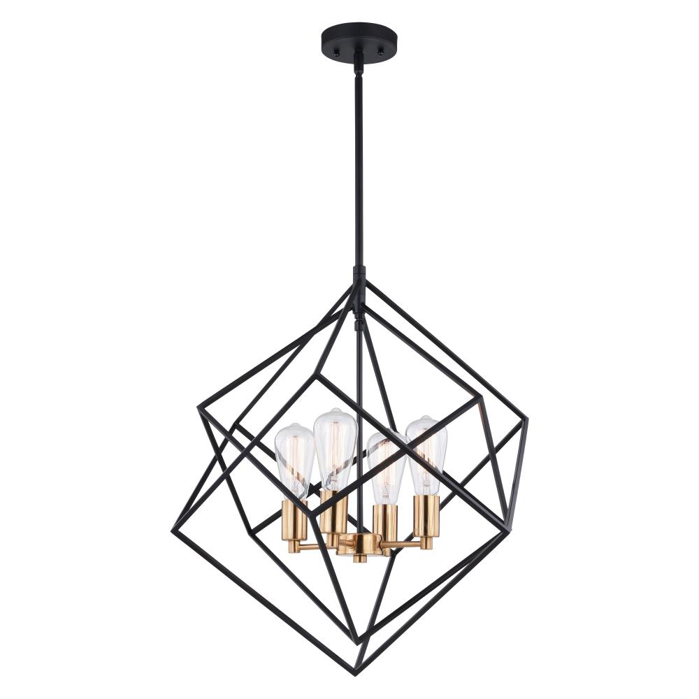 Rad 23.5-in. 4 Light Pendant Black and Natural Brass