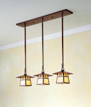 Arroyo Craftsman CICH-8/3TOF-S - 8" carmel 3 light in-line chandelier with t-bar overlay