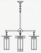 Arroyo Craftsman GCH-9L/4-1CS-AB - 9" glasgow long body 4 light chandelier, center light