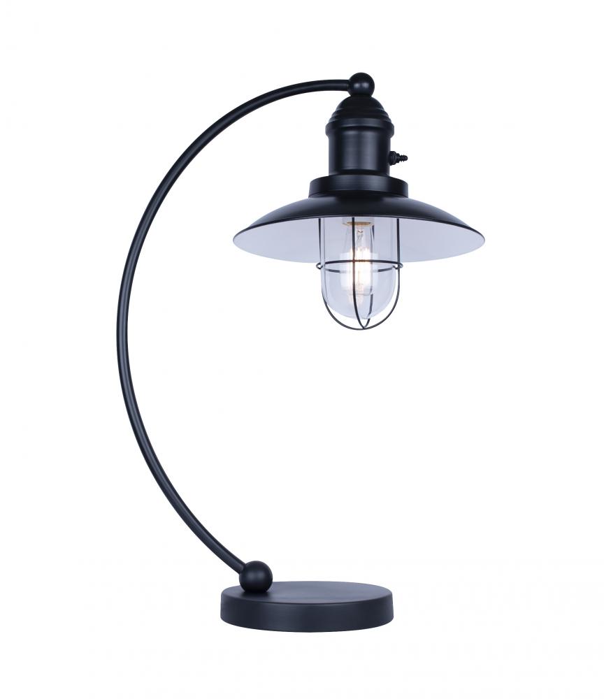 Cavea 1 Light Table Lamp with Matte Black Finish and Matte Black Shade