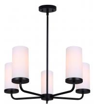 Canarm ICH2029B05BK - MALLOY, ICH2029B05BK, MBK Color, 5 Lt Rod Chandelier, Flat Opal Glass, 60W Type A