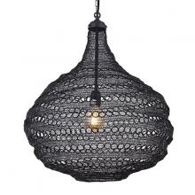 Canarm IPL2085B01BK - ZAIN, Black Color, 1 Lt Black Cloth Cord and Chain Pendant, 40W Type A, 23" W x 25.7" H