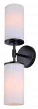 Canarm IVL1165A02BK-FR - KINSLEA 4.75 in. 2 Light Matte Black Vanity with White Glass Shade