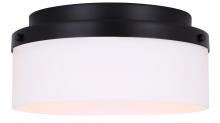 Canarm IFM2029B12BK - MALLOY 12.25 in. 2-Light 60-Watt Modern Black Flush Mount with Flat Opal Glass Shade