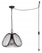 Canarm IPL2112B01BK - STOCKHOLM 60-Watt 1 Light Black Casual Pendant with Black Metal Shade