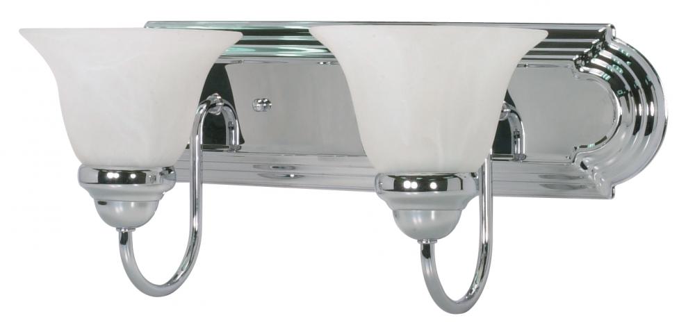 Ballerina - 2 Light 18" Vanity with Alabaster Glass - Polished Chrome Finish