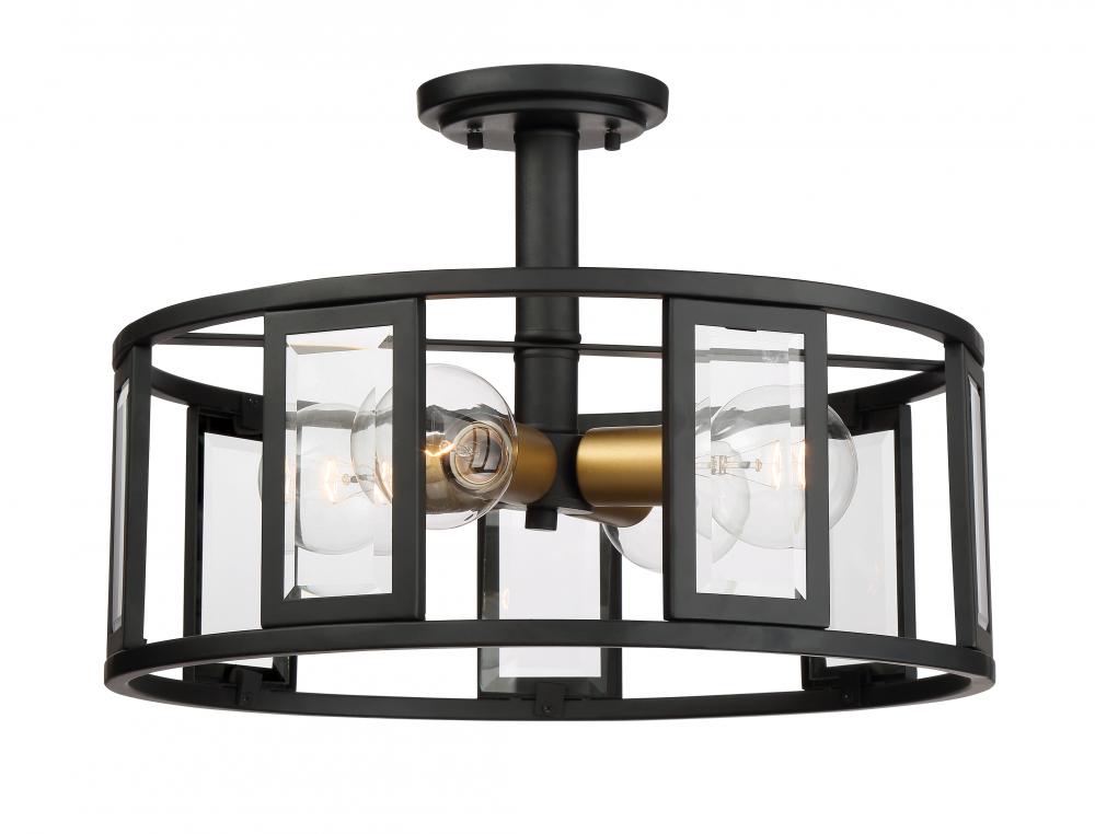 Payne - 4 Light Semi Flush Fixture with Clear Beveled Glass - Midnight Bronze Finish