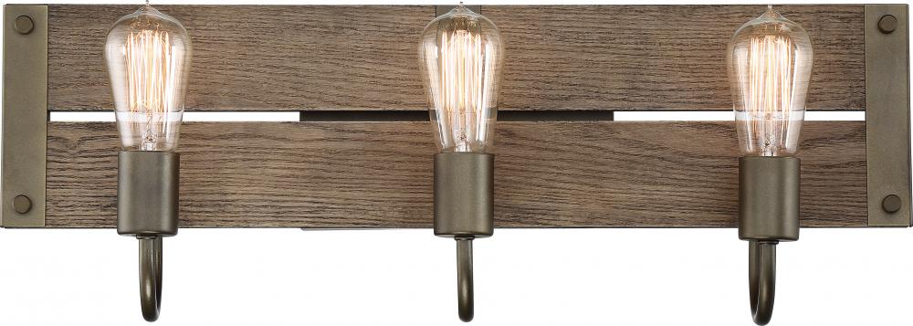 Winchester - 3 Light Pendant with Aged Wood - Bronze Finish