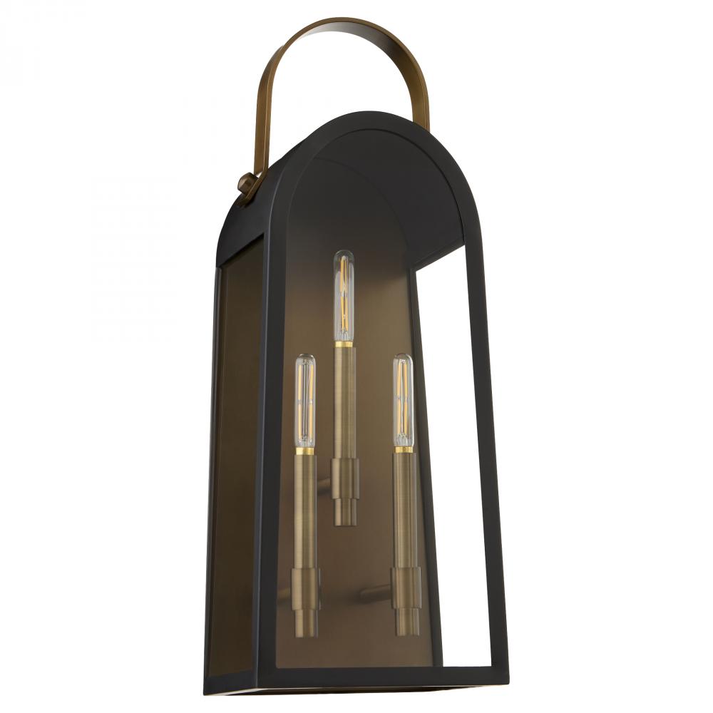 Rossi 25 inches Lantern, Matte Black, Aged Copper