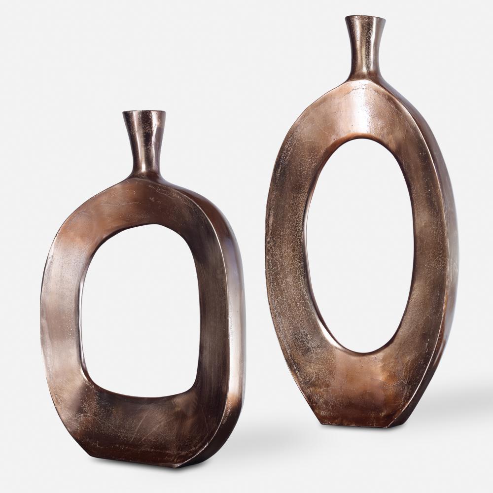 Kyler Textured Bronze Vases Set/2