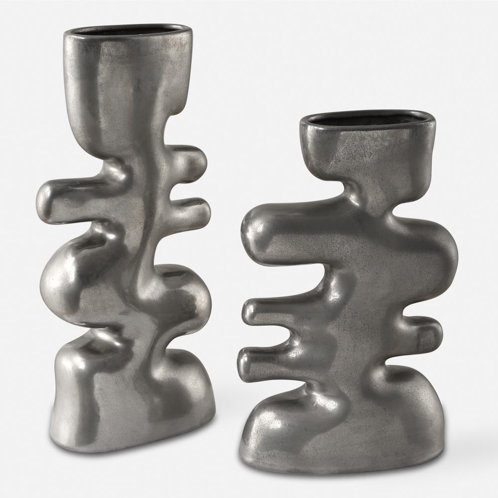 Uttermost Free Flowing Nickel Vases Set/2