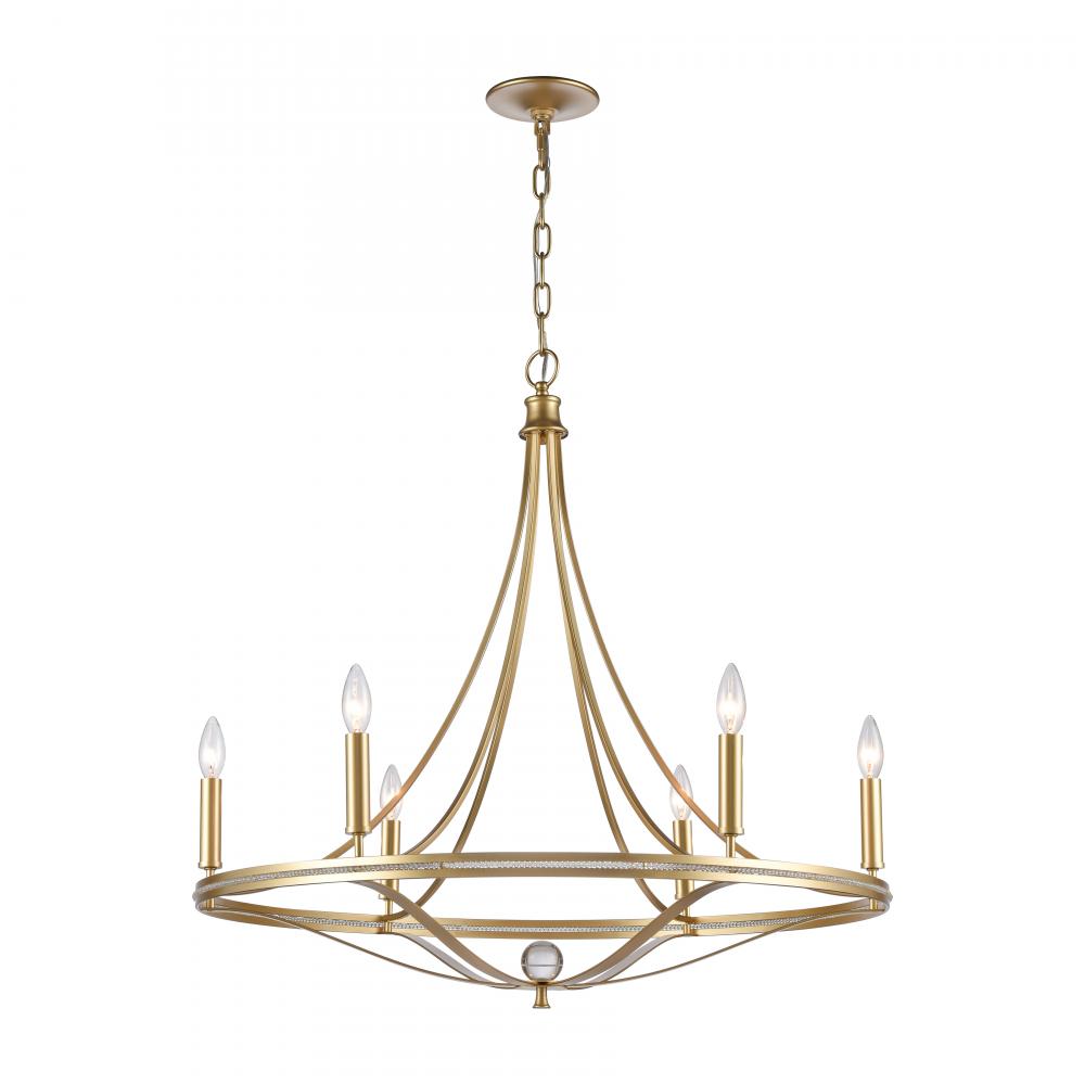 Noura 31.5'' Wide 6-Light Chandelier - Champagne Gold